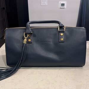 Navy Blue Leather Handbag